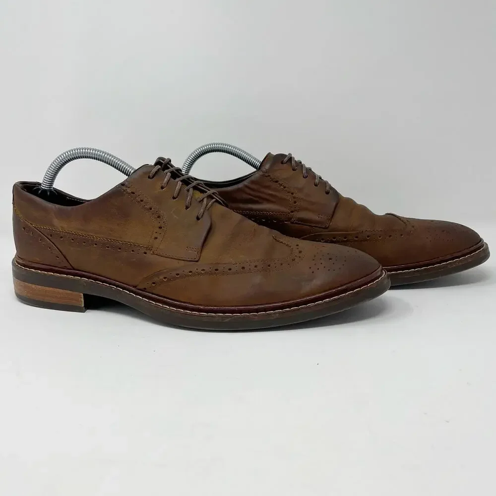 Cole Haan Brown Warren Welt Wingtip Oxfords Mens 10 *READ*